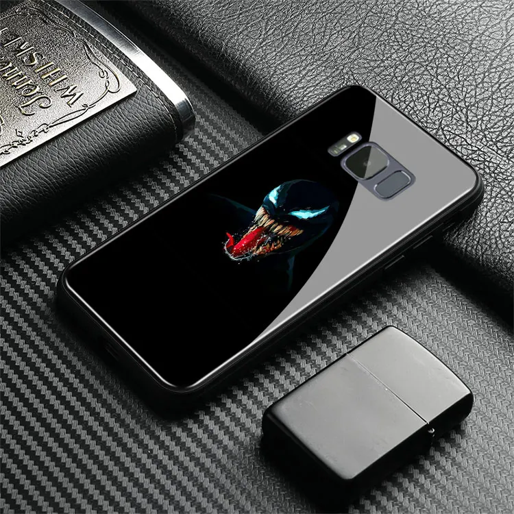 VENOM 1 Glass Venom пленка дизайн художественное стекло Мягкий силиконовый чехол для телефона оболочка Крышка для samsung Galaxy S8 S9 S10e S10 Note 8 9 10 Plus - Цвет: VENOM 1 Glass