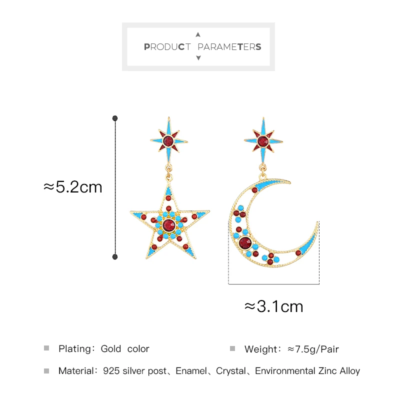 Женские богемные серьги висюльки с Луной BALANBIU этнические многоцветные полыми