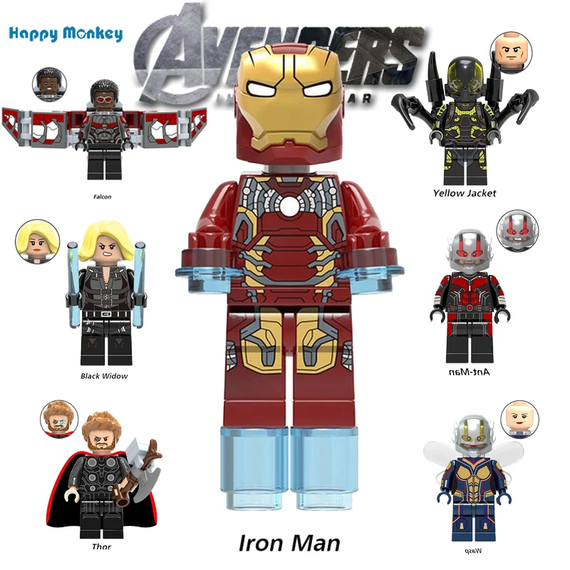 Legoly marves Super heros один Капитан Америка Железный человек Человек паук Тор Халк