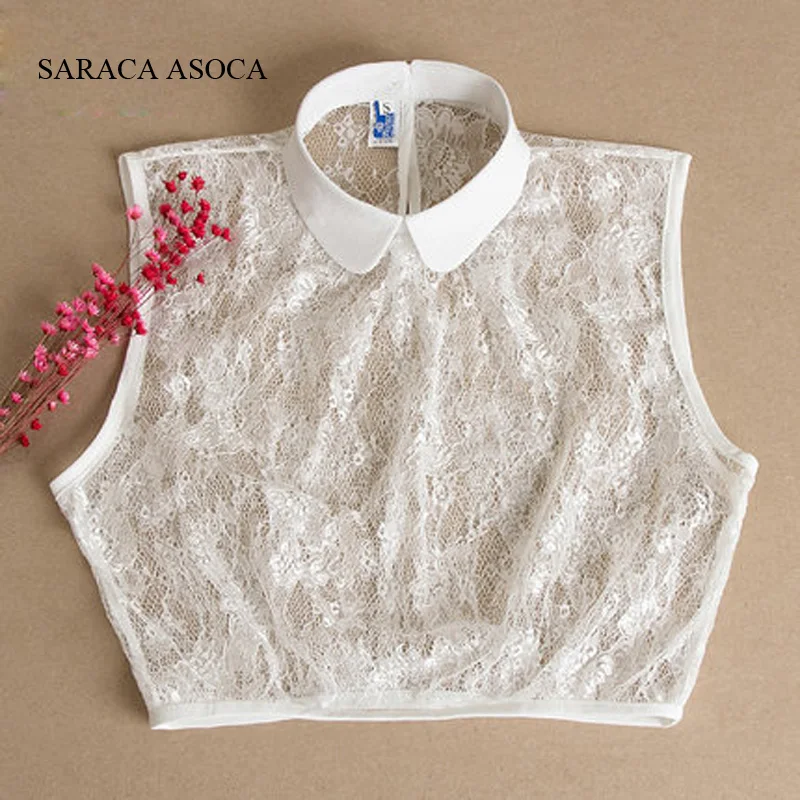 Новый стиль модная кружевная рубашка размера S M съемные воротники искусственный