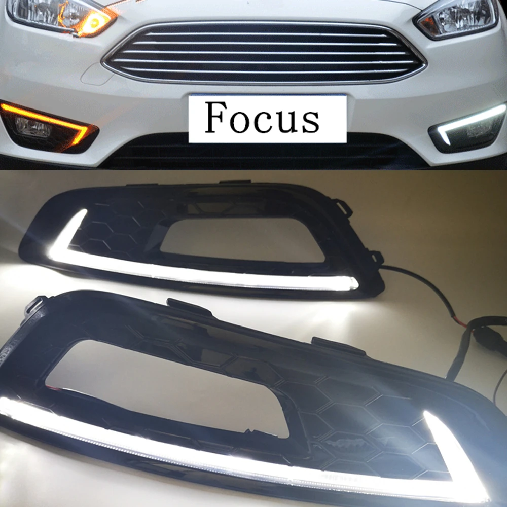 Автомобильный мигающий 1 пара для Ford Focus 4 светодиодный DRL дневные ходовые огни Светодиодный дневной светильник противотуманный светильник с поворотником