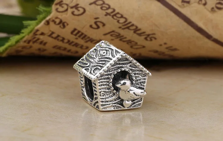 925 стерлингового серебра Птица Дом цыпленок украшения с перьями fit Pandora браслет Нежный S925 Выход пара торт бусины в форме сердца подарок