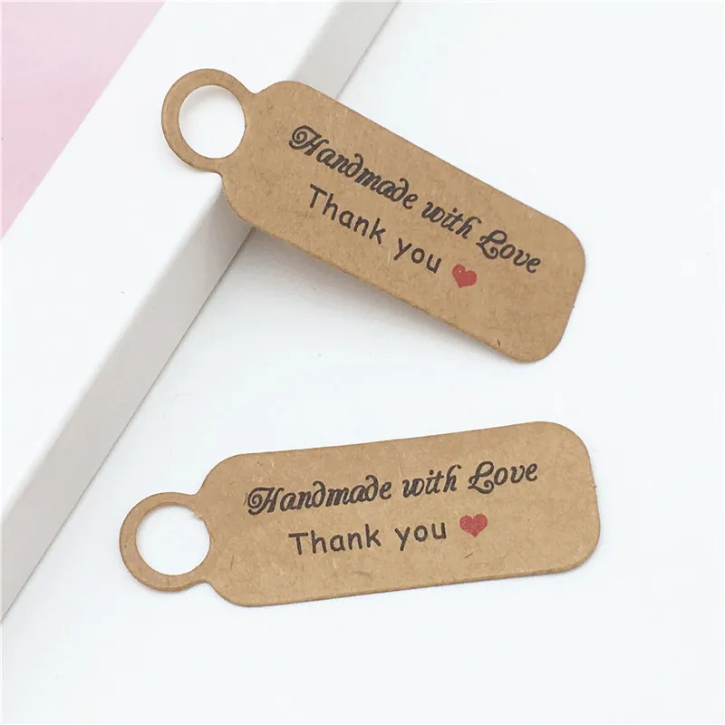 100 шт крафт бумаги ценник карты Прекрасный спасибо и ручной работы с Love Gift Lables