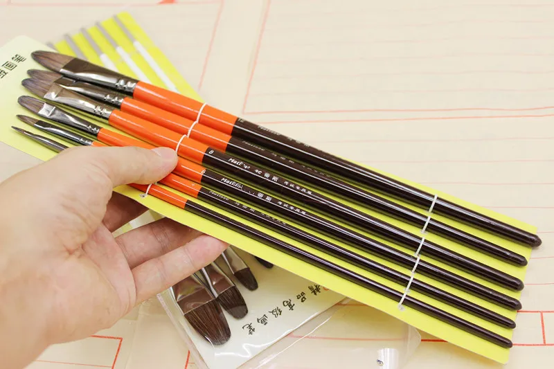 6 шт./компл., красный белый два цвета ручной работы Специальная кисть для масляной живописи чистая Большая кисть для применения студентами обучение акриловая кисть искусство
