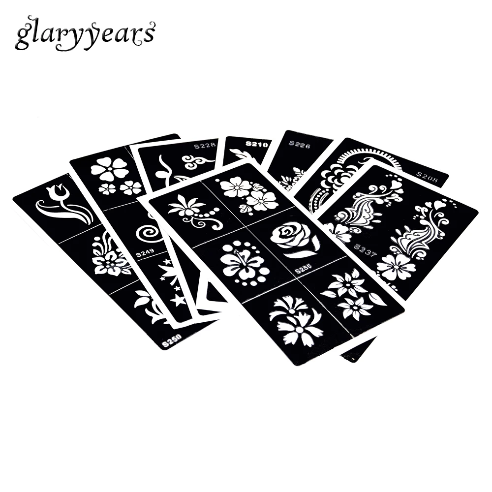 8 листов DIY трафарет для татуировки хной Аэрограф Рисование цветок Бабочка узор