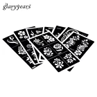 8 листов DIY трафарет для татуировки хной Аэрограф Рисование цветок Бабочка узор сексуальные женщины боди-арт Блестящие Татуировки шаблоны S200 #12