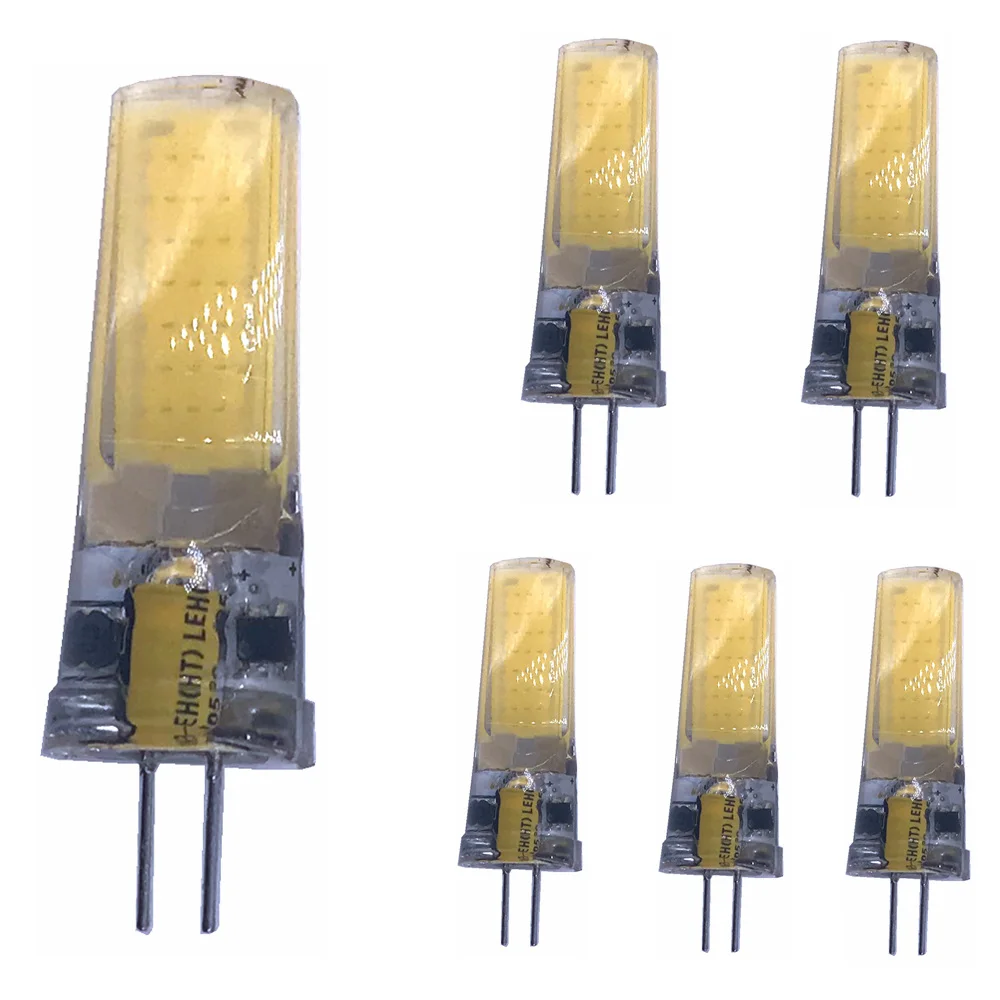 

New 5 Pack G4 LED Bulb 5W 2508 COB Silicone LED Light Bulb AC/DC 12V - 6000-6500K Chandelier Candle LED Light Home Decoration