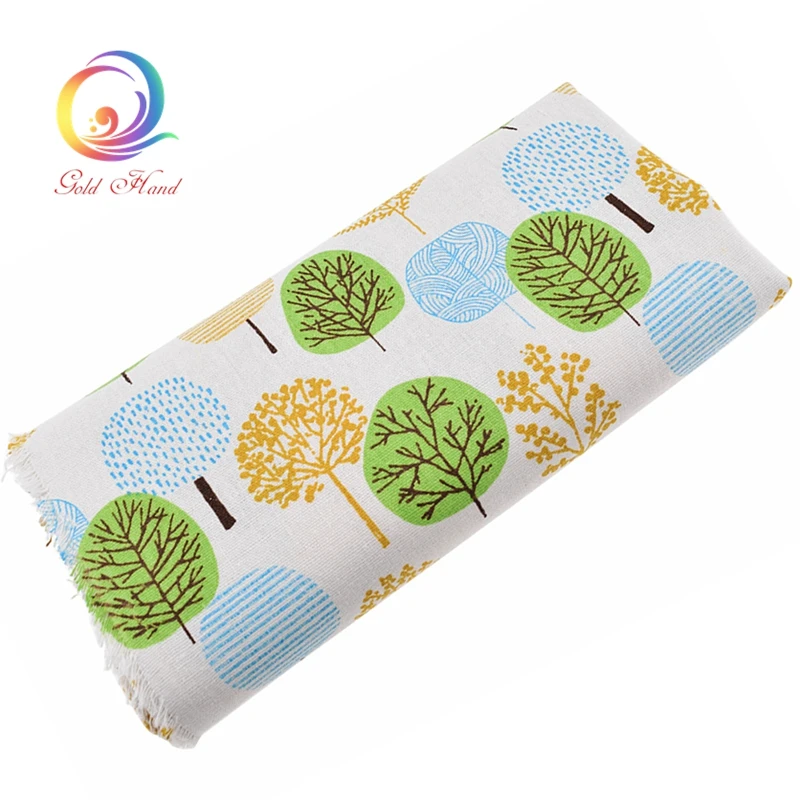 Haisen хлопковая льняная ткань с принтом дерева для стеганого шитья дивана