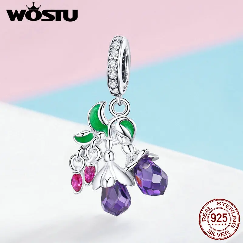 WOSTU, Новое поступление, 925 пробы, серебряный, красочный цветок, шарм, подходит для браслета и ожерелья, кулон, роскошные ювелирные изделия, подарок, FIC1019