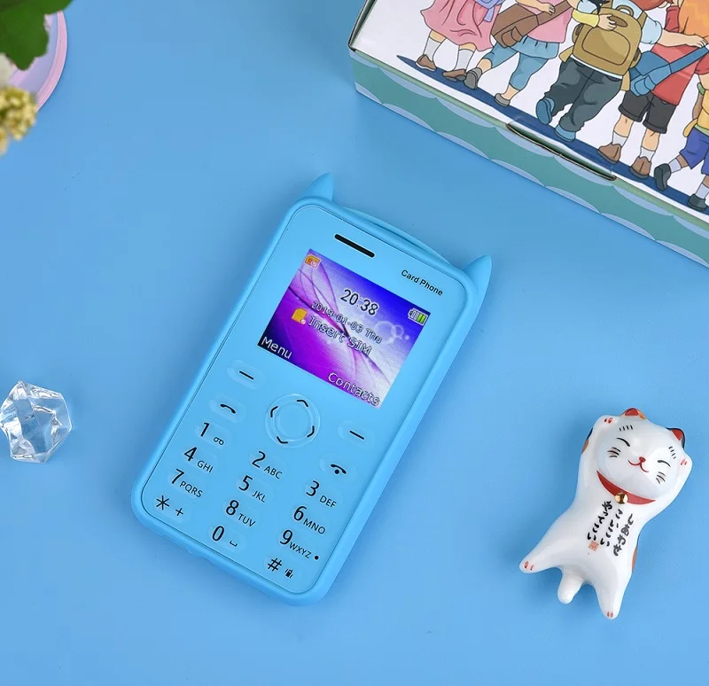 Синий AEKU A5 Мультяшные Детские карты сотовые телефоны с 1,77 дюймовым Bluetooth музыкальным низким излучением маленький студенческий мобильный телефон пуш-Боттон - Цвет: Синий
