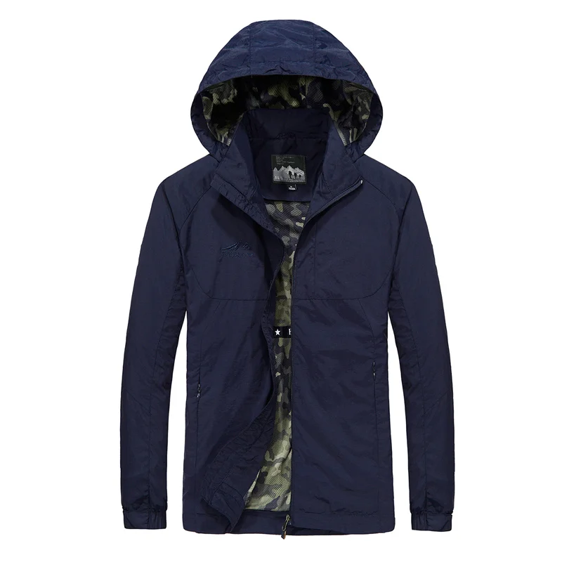 8788 Blue Весенняя мужская куртка 5XL 6XL, водонепроницаемая Мужская куртка с капюшоном, тонкая повседневная спортивная куртка, мотоциклетная модная верхняя одежда, ветровка для мужчин - Цвет: 8788 Blue