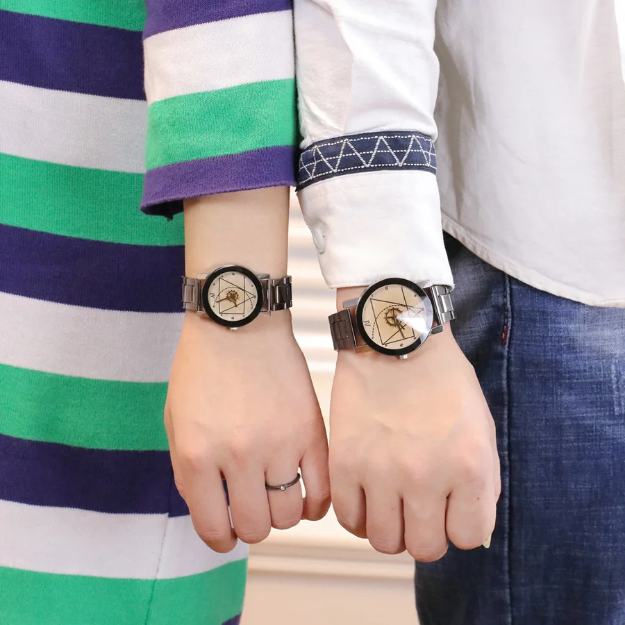 

Reloj New Hot Sale Stainless Steel Men women Sports watch Casual Geneva Black white Dial Design Unique lover watches