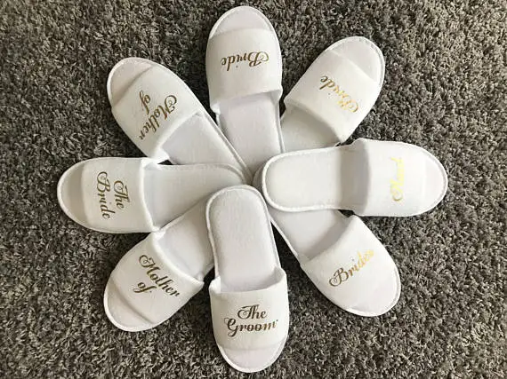 

personalized gold titles wedding bridesmaid bride spa soft slippers hen night Bachelorette party favors gifts