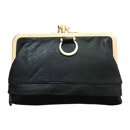 W045DarkNavyBlue BELLO TUTTI, женские кошельки из натуральной кожи, металлический кошелек для монет Farme, овчина, держатель для карт, кошелек для монет, Женский кошелек для девочек - Цвет: W045DarkNavyBlue