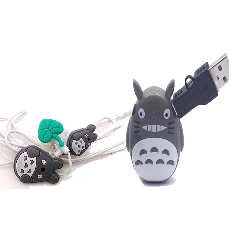 Новинка 2016 года kawaii totoro музыкальные MP3-плееры наушники с рисунком Тоторо и мини-usb