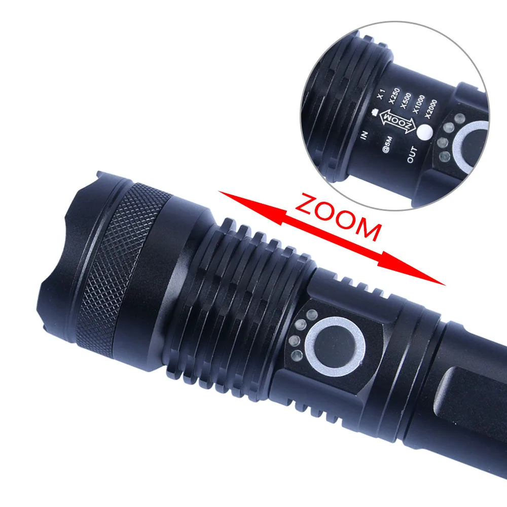Светодиодный XHP50 Zoom фонарик 1500LM Мощный USB Перезаряжаемый 5 режимов факел уличная лампа с гидроизоляцией использовать 18650/26650 батареек