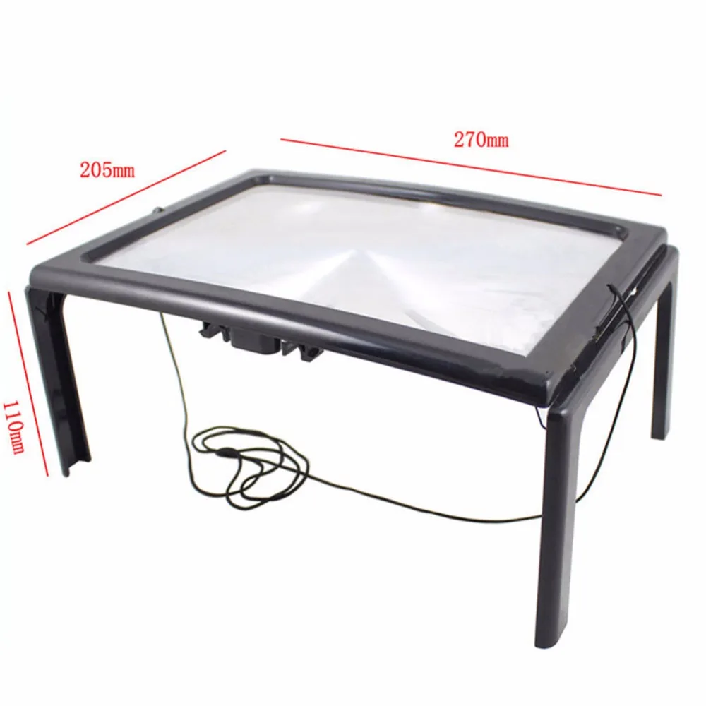 Desktop Magnifying Glass With 4 Led Lights Ultrathin A4 Full Page Large Reading Magnifier The Good Gift For Elders HY52 | Инструменты