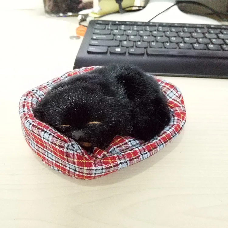 

Модель собаки из полиэтилена и меха a2689 со звуком кора черного цвета, примерно 10 х12 см, игрушка для украшения дома