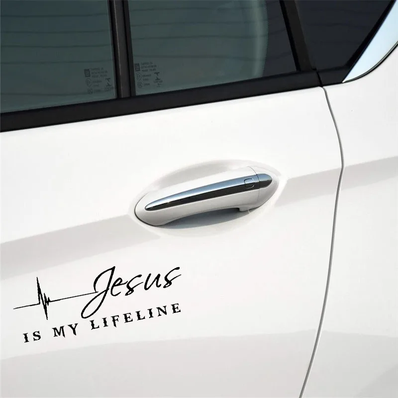

YJZT 12.7CM*4.7CM JESUS IS MY LIFELINE Vinyl Car Motorcycle Sticker Decals Black/Silver C13-000165