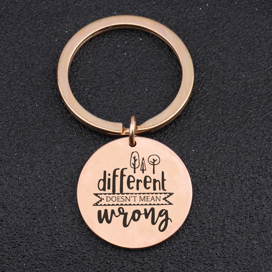 Creative High Quality Inspirational Key Chains Different Doesn't MeanWrong Lettering Keyring Anyone Keys Holder Bag Charm Tag |