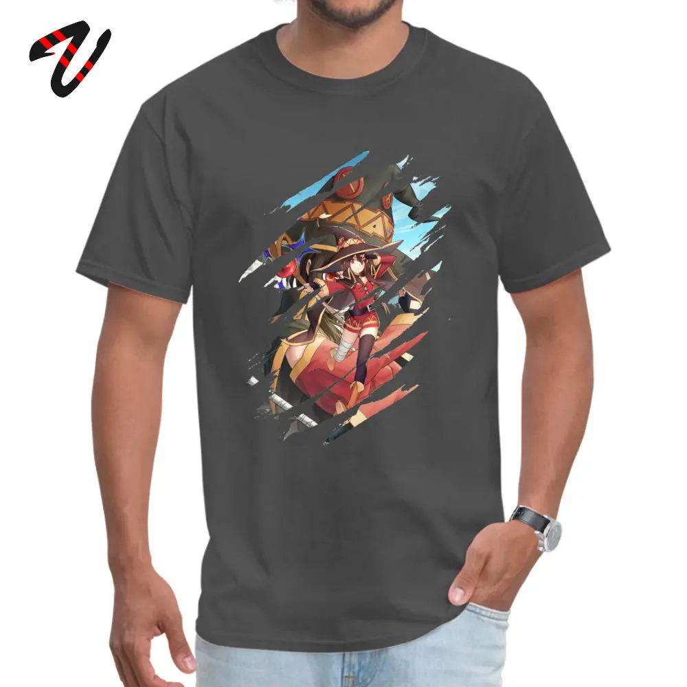 Футболка Megumin KonoSuba, с круглым вырезом, с рисунком, с коротким рукавом, Linkin Park, все хлопковые мужские футболки для отдыха, Прямая поставка - Цвет: Dark Gray