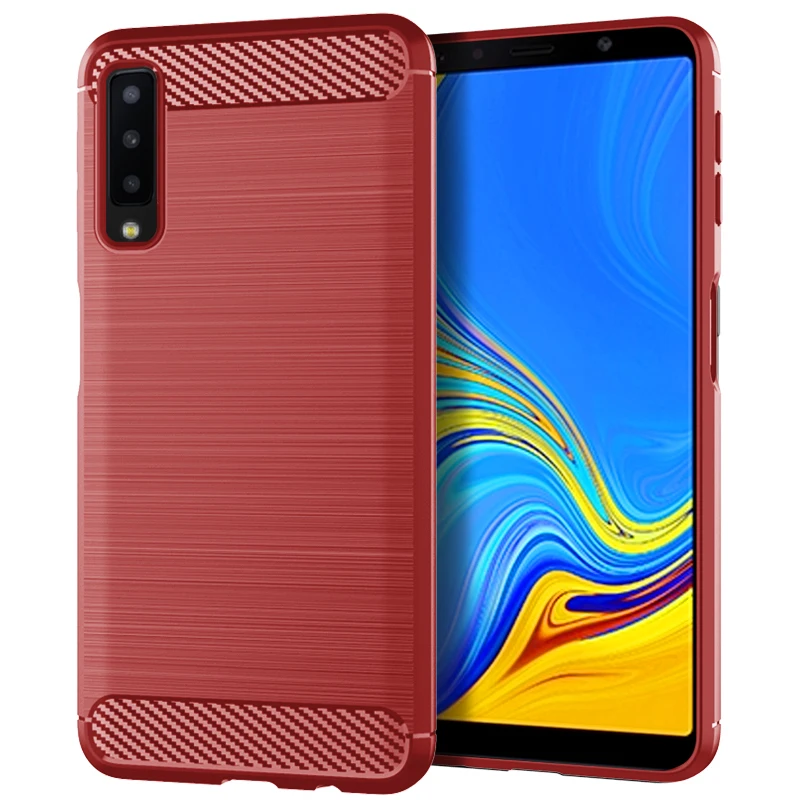 Для samsung Galaxy A7 из углеродного волокна ТПУ 2018 чехол прочный Броня мягкий для A750