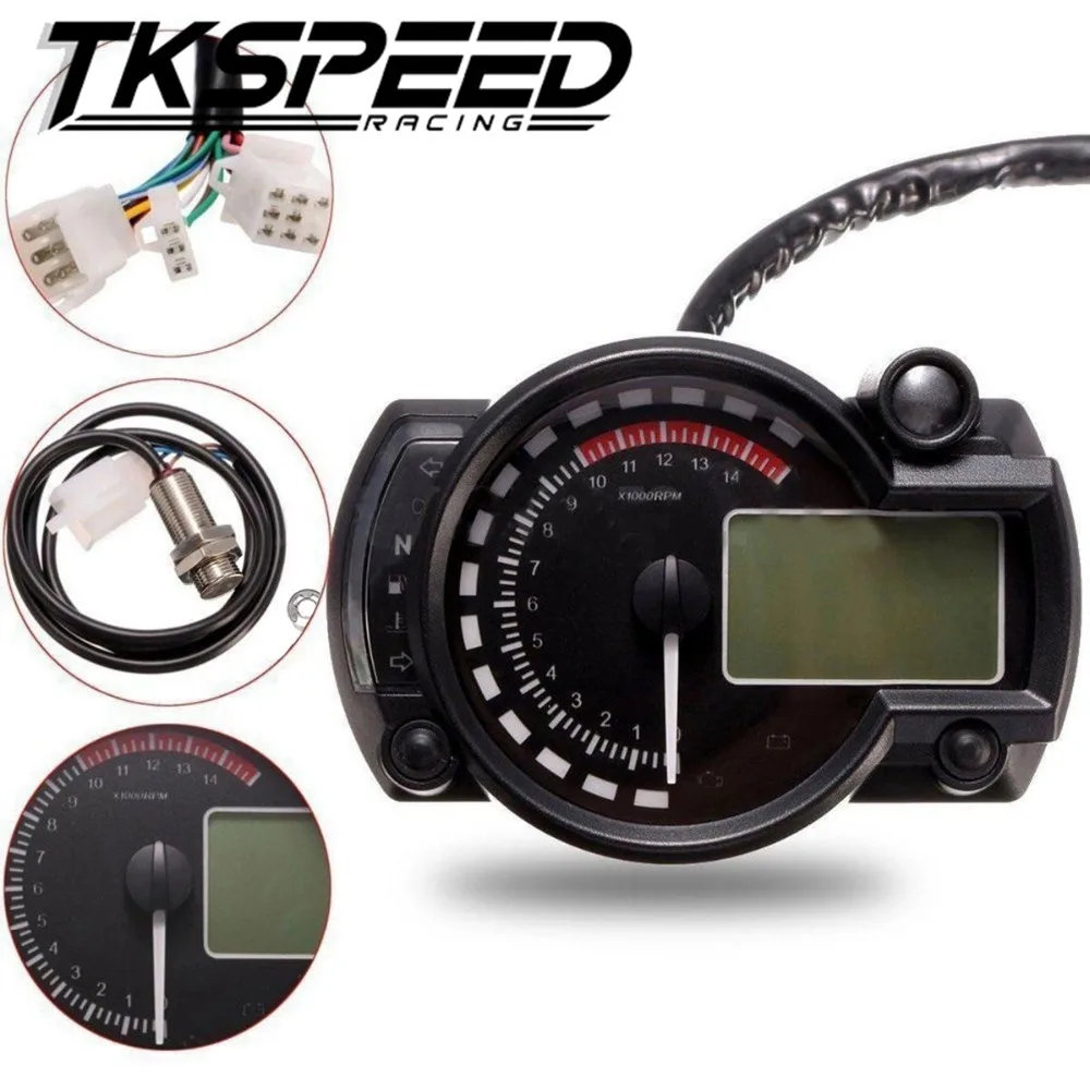 

FREE SHIPPING 15000rpm Modern Motorcycle Digital Light LCD Digital Gauge Speedometer Tachometer Odometer Adjustable 7 color