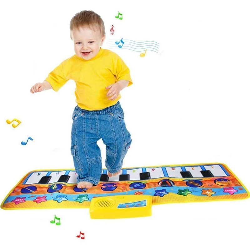 

80x28cm Baby Piano Mat with 10 Keys Record & Bite By Bite Function Touch Play Mat Musical Carpet Rug Educational Toys for Kids