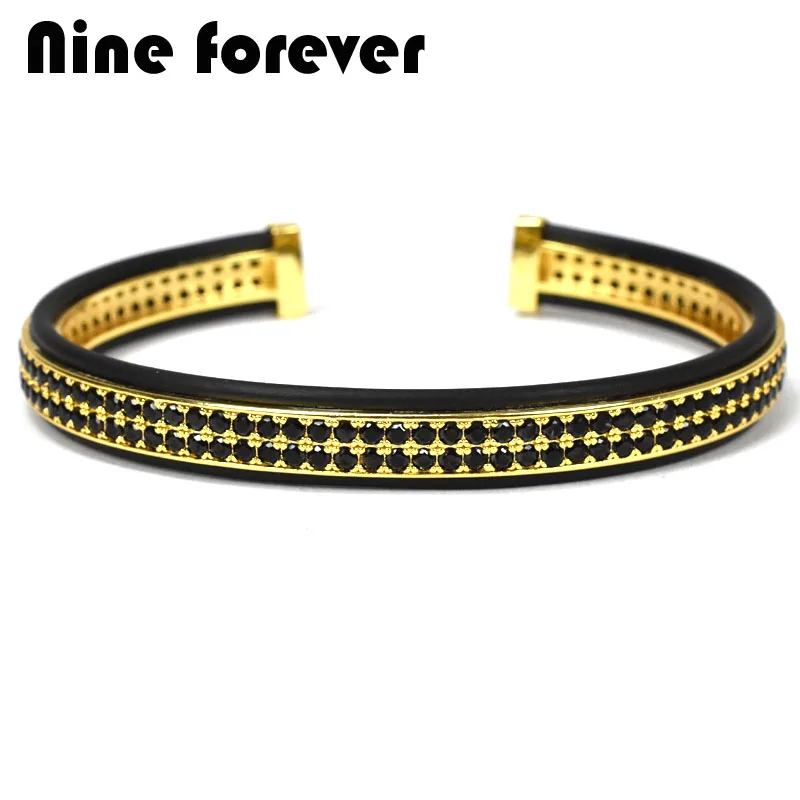 Кожаный браслет Nine forever для мужчин и женщин ювелирное изделие с фианитами