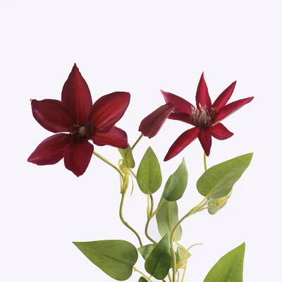 Erxiaobao Clematis Искусственные цветы Шелковый Искусственный цветок аксессуары для цветоводства декор для домашнего стола вечерние свадебные цветы - Цвет: Dark Red