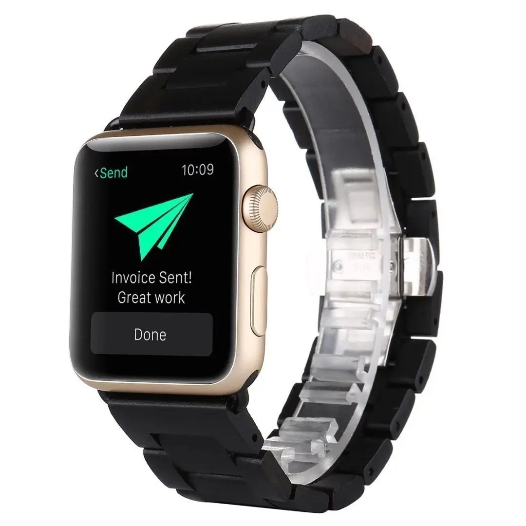 Деревянный ремешок для Apple Watch Series 4 3 2 1 браслет iWatch 38 мм 40 42 44 с застежкой бабочкой