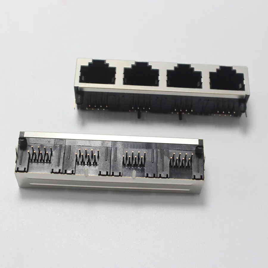 1 шт. RJ45 1*4 Сетевой интерфейс jack 56 1x4 порта гнездо PCB разъем с экраном|Соединители| |