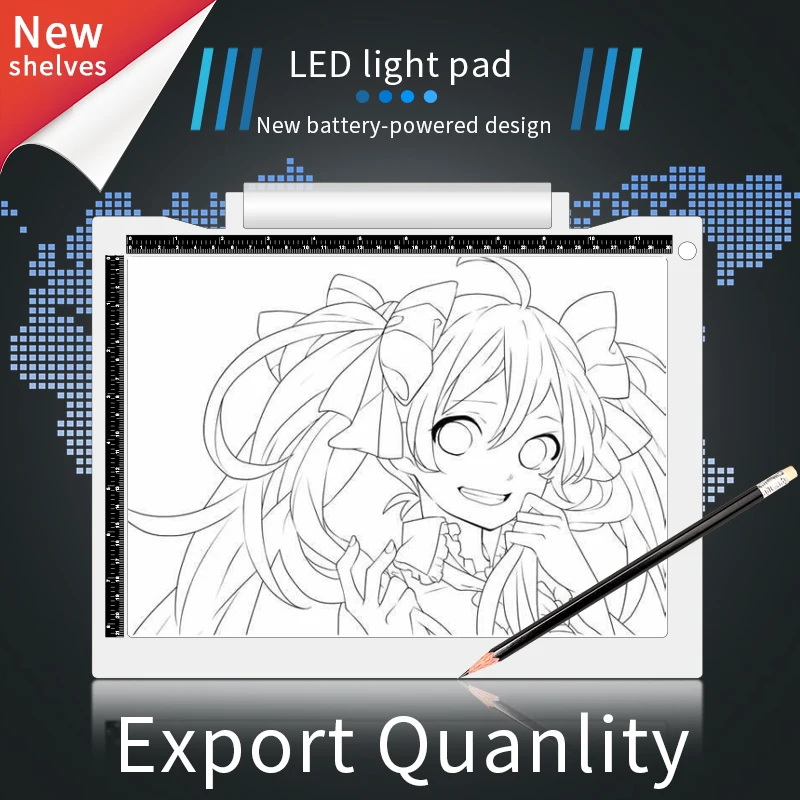 2019 A4 Led Wireless Light Pad With Scale Drawing Board Copy Tablet USB cable box LED Tracing For Animation | Компьютеры и офис