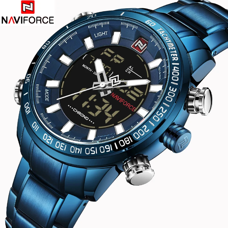 NAVIFORCE Роскошные Мужские кварцевые аналоговые часы модные спортивные цифровые