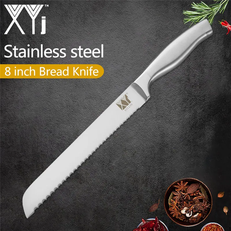 8 bread knife XYj кухонные ножи 6 шт. набор ножей из нержавеющей стали 8 ''шеф-повара 8'' хлеб 8 ''нарезка 7'' сантоку 5 ''утилита 3,5'' ножи для очистки овощей - Color: 8 bread knife
