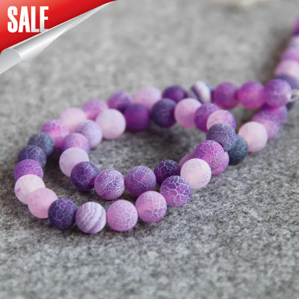 Хит продаж новинка для ожерелий 8 мм в полоску фиолетовый натуральный матовый