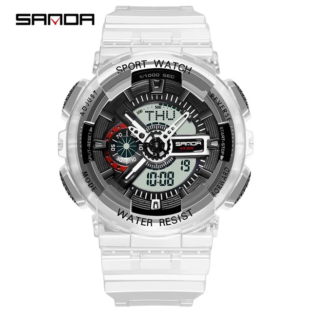 Relojes deportivos de hombre SANDA пара Многофункциональный водонепроницаемый светодиодный цифровые часы мужские G стиль спортивные водонепроницаемые wris - Цвет: Women black