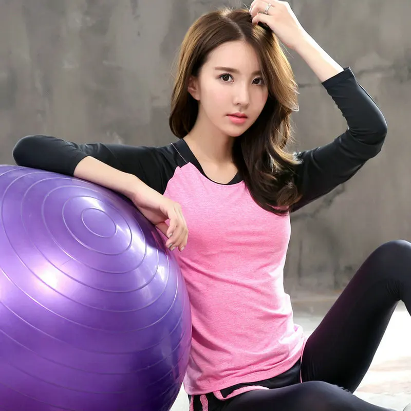 

Hot Sale Breathable Dry Quick Yoga Top Gym shirt Women Sports Workout T-shirts Running long Sleeve Fitness Women's Clothes Tops