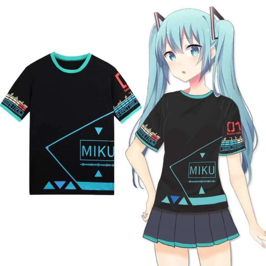 Hatsune Miku Vocaloid футболка летние топы женские повседневные футболки femme футболки с аниме рисунком Одежда для девочек женские топы тройники