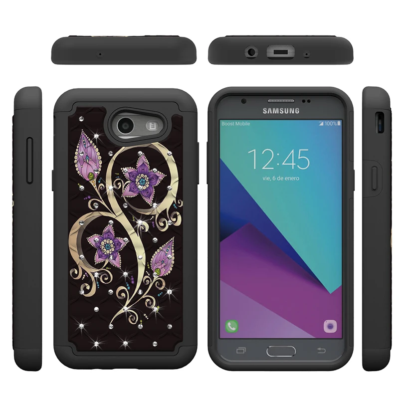 Блестящий чехол для Samsung J3 Emerge SM J327 Prime Прочный гибридный защитный телефона J327A J327R4