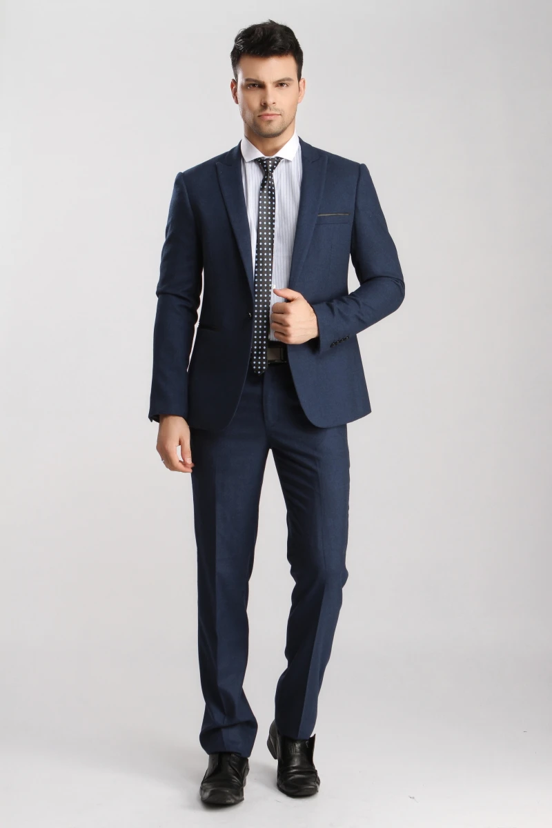 Newest fashion Korean men suits blue tuxedos for weddings 2 pieces one button boss | Мужская одежда