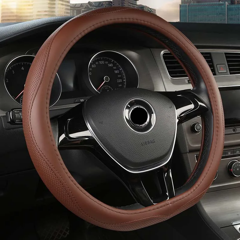 Car steering wheel cover D Shape Type handle Cover 38cm Punch Breathable For Volkswagen Golf 7 Atlas Kia Sportage Optima K5 | Автомобили и