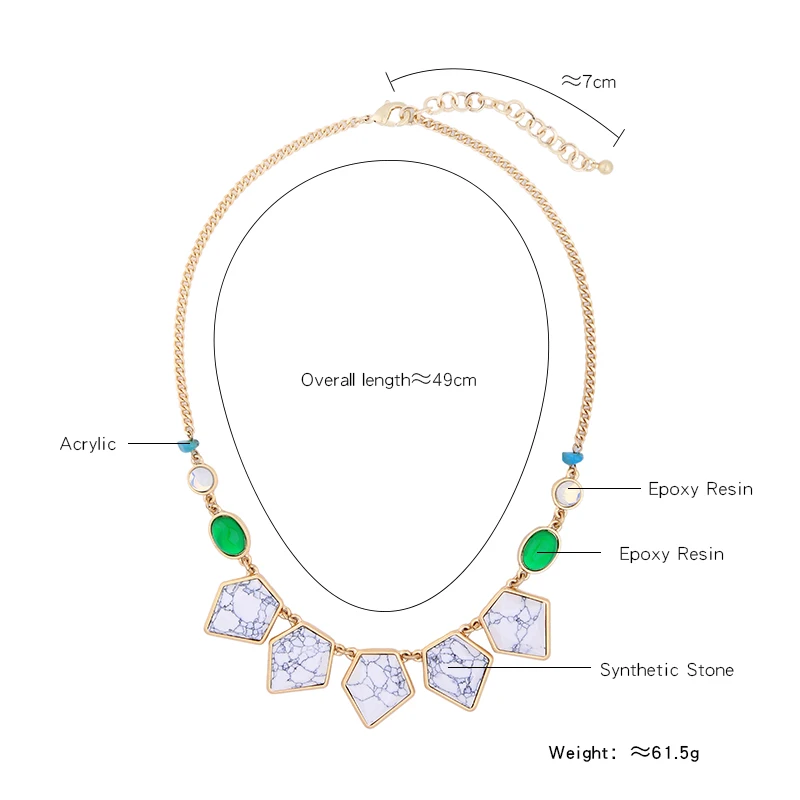 Геометрическое Мраморное ожерелье с синтетическими камнями 2019 Уникальные