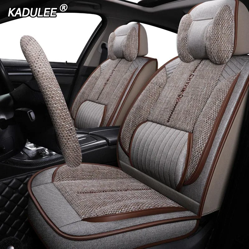 brown KADULEE льняные автомобильные сиденья для audi a6 4f a4 a3 a5 q3 q5 q2 lada xray mitsubishi pajero skoda octavia nissan leaf автокресла - Название цвета: brown