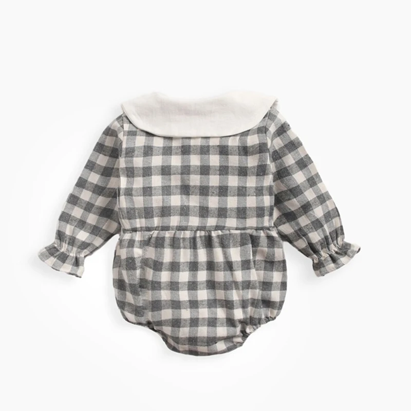 

New 2019 Baby Boys Girls Romper Plaid Long Sleeve Infant Girl Solid Rompers Baby Lovely One-Pieces Kids Boy Clothing Baby Romper