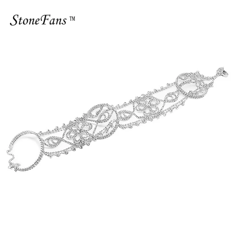 Длинные Стразы StoneFans Хрустальный Браслет на руку браслет с цветами свадебные