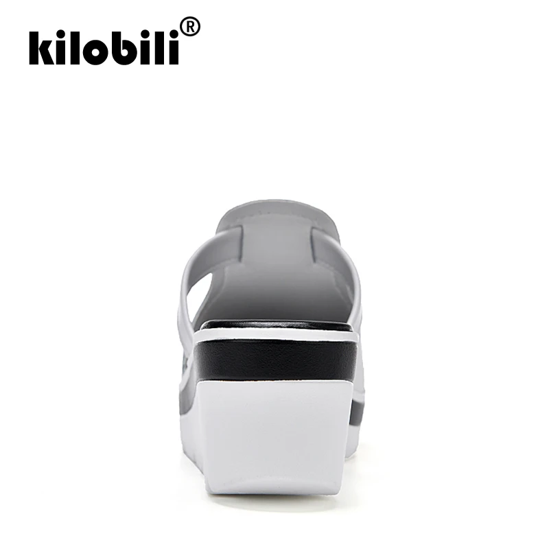 Kilobili 2019 летние Для женщин шлепанцы на плоской платформе Прозрачные босоножки