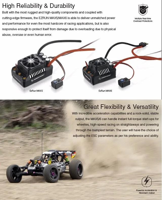 Щеточный электронный регулятор скорости HobbyWing EZRUN-SL 4985 1650KV/5687SL 1100KV Бессенсорный Бесщеточный 4-полюсного мотора с MAX6 160A ESC водонепроницаемый для 1/6 1/7 RC автомобиль