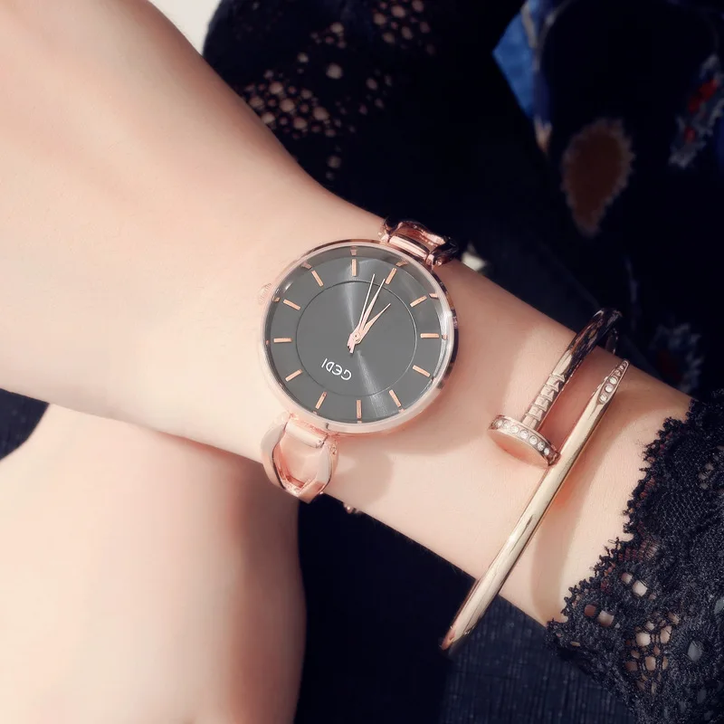 Женские Роскошные ультратонкие часы с браслетом модные брендовые кварцевые