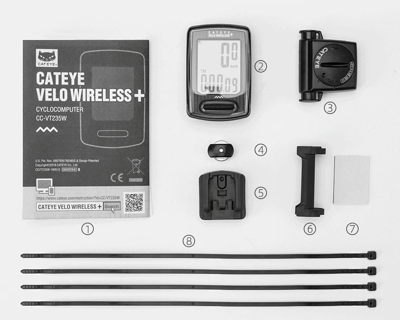 CATEYE велосипедный компьютер CC-VT235W Velo беспроводной+ велосипедный Водонепроницаемый Беспроводной Секундомер Велосипедный Спидометр 2 цвета